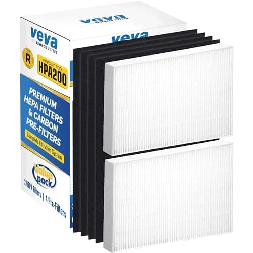 HPA200 Replacement Filters for Honeywell Air Purifier - 2 HEPA Filters w/ 4 Carbon Pre-Filters, Compatible with HPA200, 202, 204, HRF-ARVP200 Series Filter R