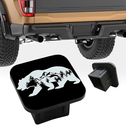 Bear Trailer Hitch Cover Mountains Tow Hitch Covers 2 Inch Soft Rubber Protects Hitch Tube Rear Square Hitch Cover Plug Cap for Trucks SUV