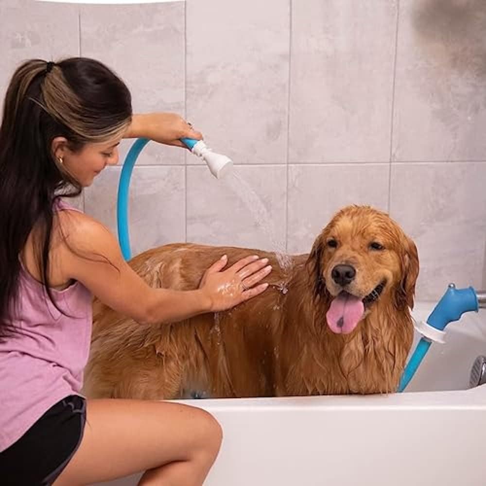 Rinseroo SlipOn Bathtub Faucet Sprayer Attachment UltraFlex Dog Shower Adapter Portable With Pet Showerhead Attach to Tub Spout 5 Foot Hose No Install for Speedy Washing