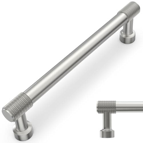 BUKOBYHE 10 Pack 75Inch192mm Brushed Satin Nickel Kitchen Cabinet Handles Knurled Cabinet Pulls Drawer Pulls Kitchen Hardware