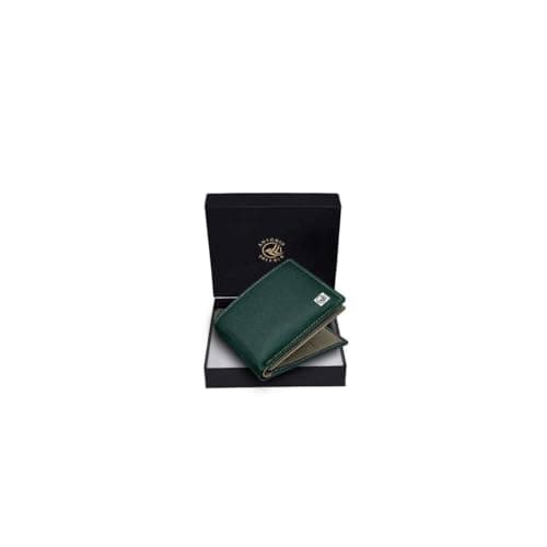 ANTONIO VALERIA Noah Green/Grey Leather Wallet for Men