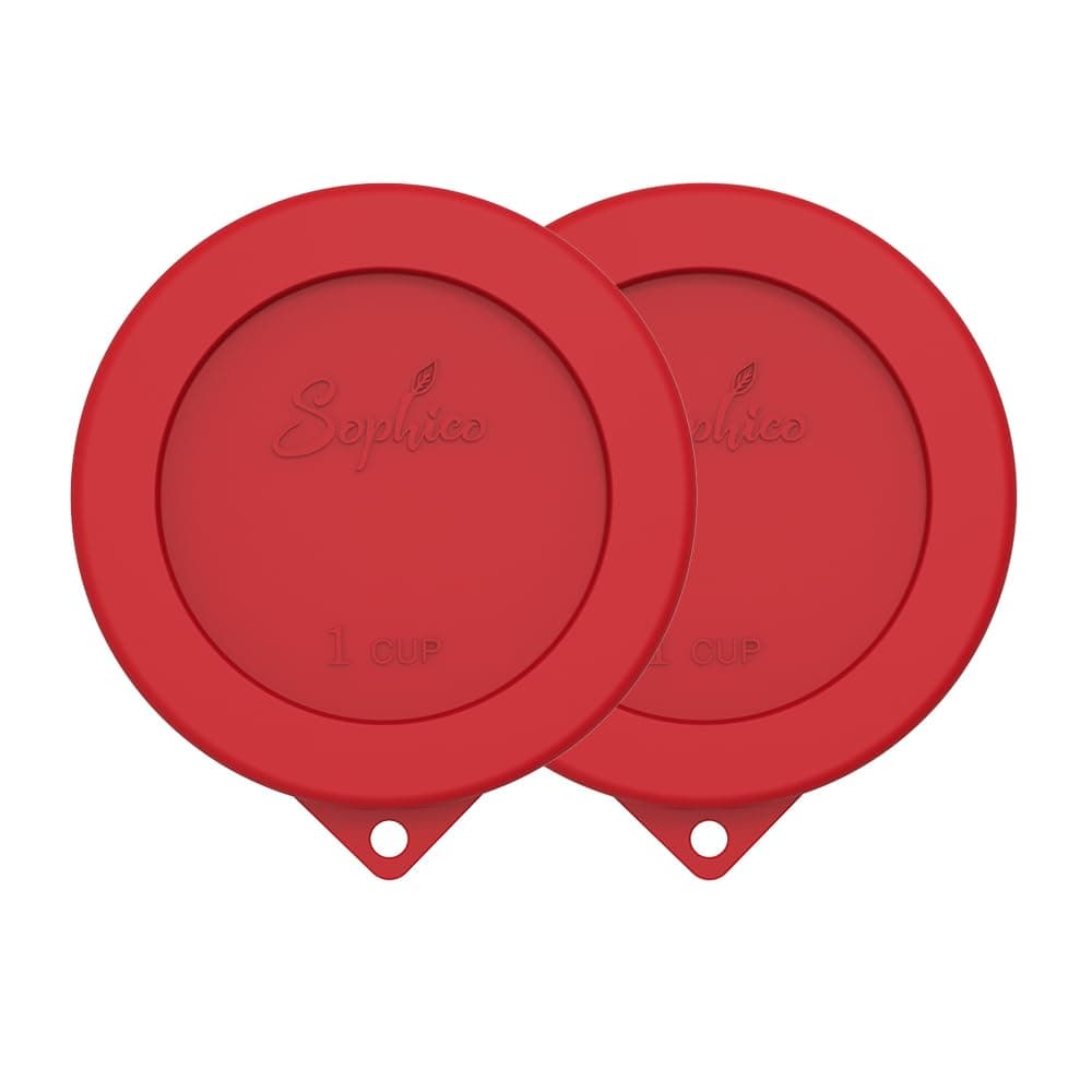 Sophico 1 Cup Round Silicone Storage Cover Lids Replacement for Anchor Hocking and Pyrex 7202PC Glass Bowls Container not Included Red 2 pack