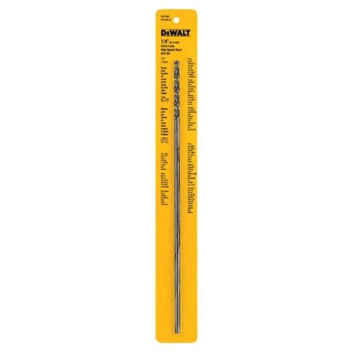 DEWALT DW1606 1/4-Inch by 12-Inch Extra Long Black Oxide Drill Bit