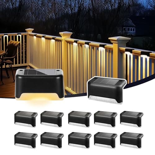 PATIOWIN Solar Deck Lights Outdoor Solar Step Lights Waterproof Led Lights for Outdoor Stairs Step Fence PatioYardPorch and Balcony12 PackWarm White