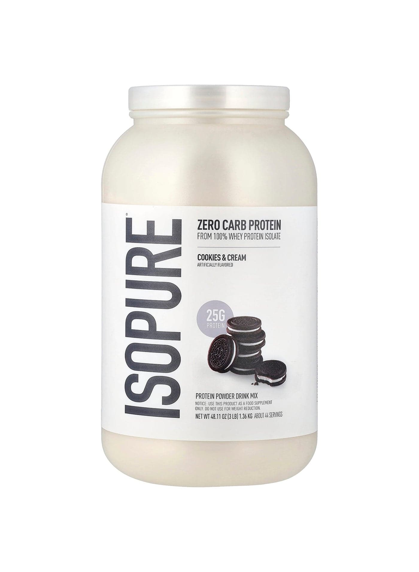 Zero Carb Protein Powder, Cookies & Cream, 3 lb (1.36 kg)
