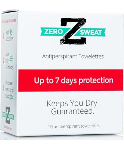 ZeroSweat Antiperspirant Wipes Deodorant Clinical Strength Hyperhidrosis Treatment Reduces Armpit Sweat 10 Wipes New Improved