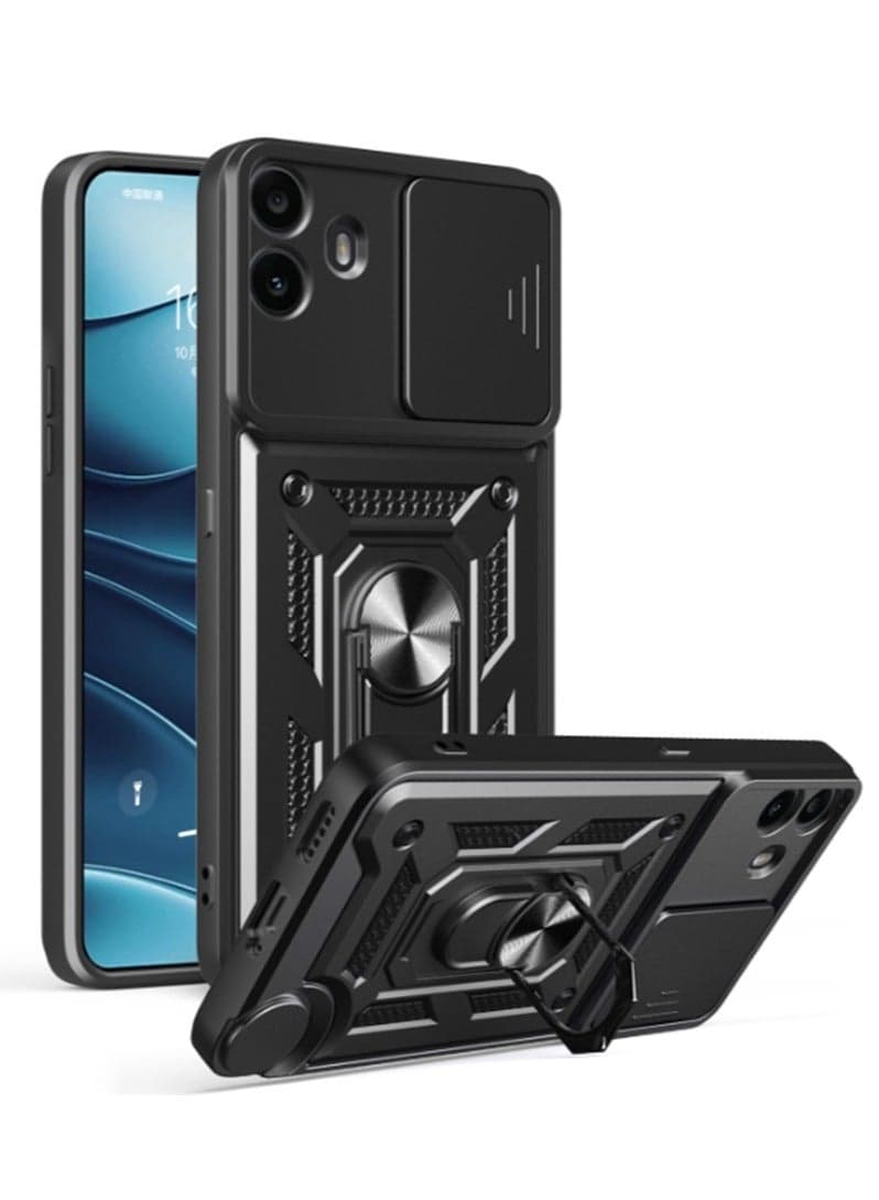 for Nothing CMF Phone 1 / cmf by NOTHING Phone 1 Case Cover, Slide Camera Lens Cover, Magnetic Ring Holder Kickstand Protective Phone Case for Nothing CMF Phone 1 / cmf by NOTHING Phone 1, Black