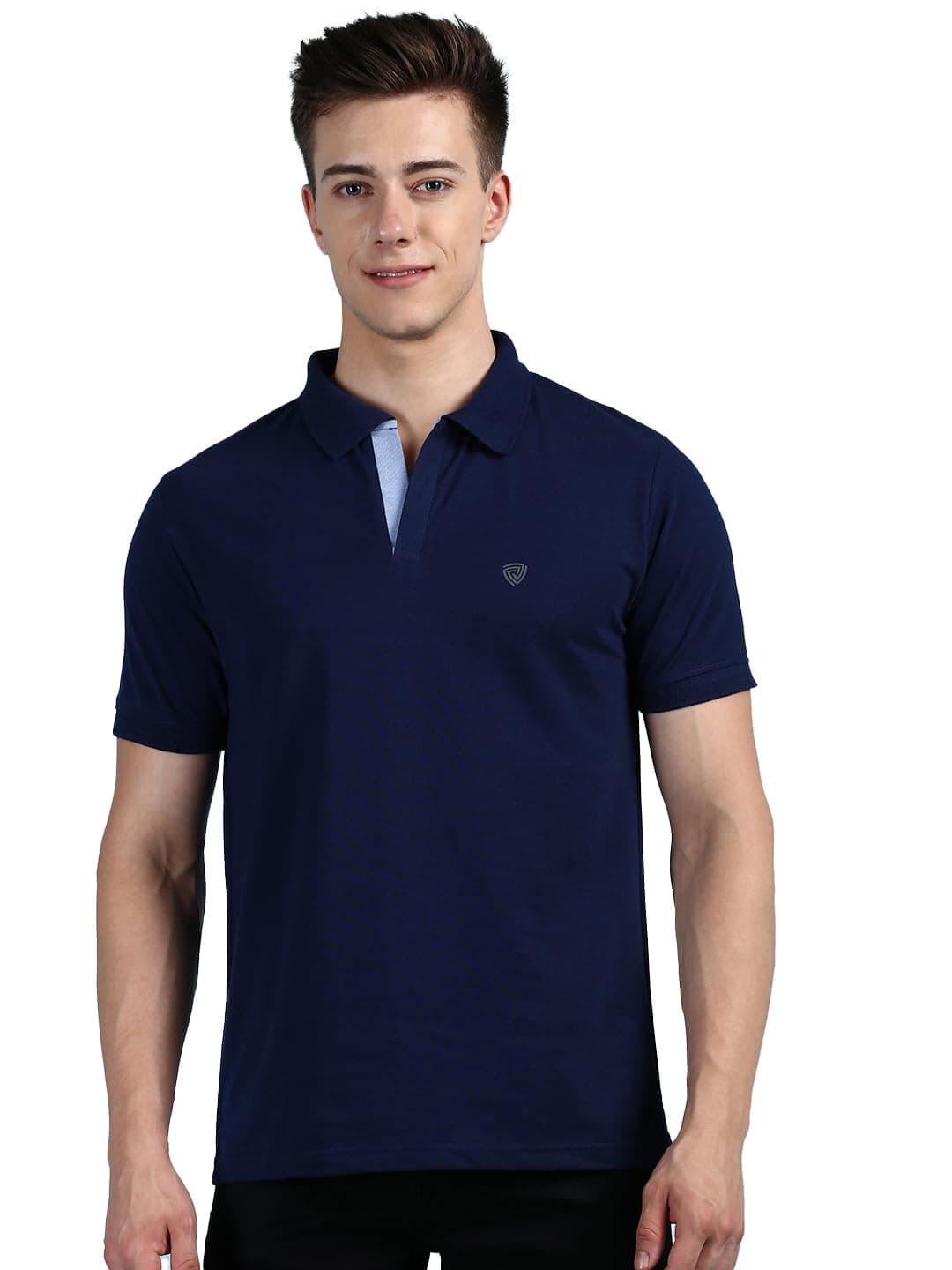 Lux Cozi Men's Pack of 1 Ink Blue Regular Fit Polo Neck Half Sleeve Solid Casual T-Shirt (Size : XX-Large)_COZI_2121_INKBU_2XL_1PC