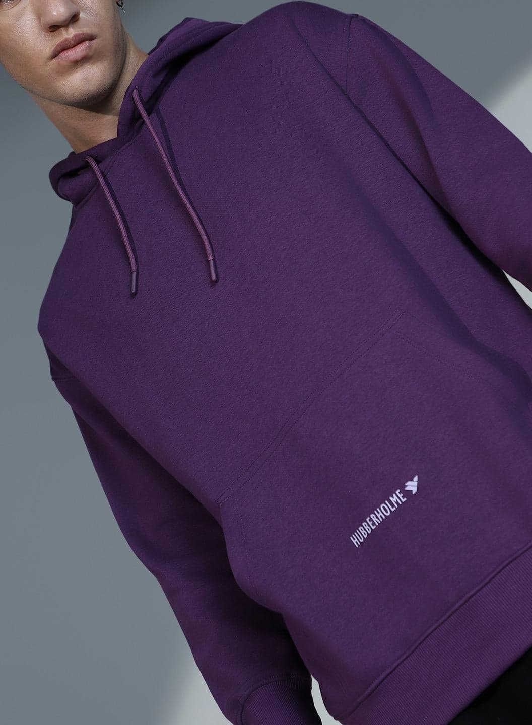 Men's Purple Cotton Blend Printed Oversized Sweatshirt