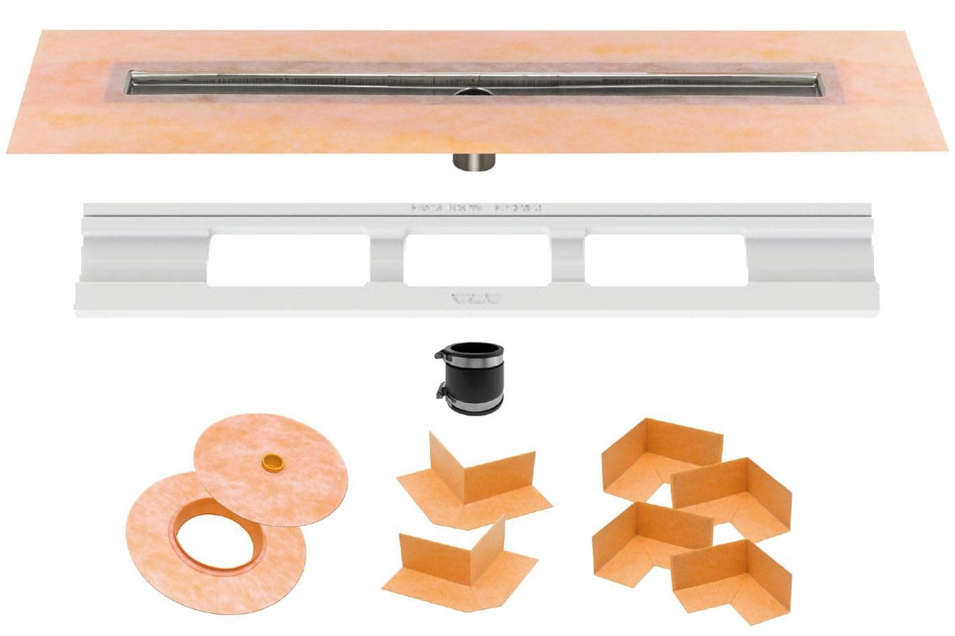 Schluter Kerdi Line Shower Drain with 48 Stainless Steel Channel Body and Waterproof Kerdi Collar Ideal for Showers and Wet Rooms Center Outlet Position 4714 Grate Length KL1V60E120
