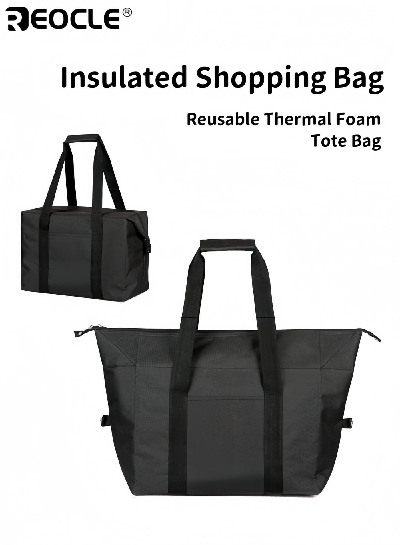 Insulated Shopping Cooler Bags with Zippered Top Reusable Thermal Foam Tote for Groceries Frozen Hot Food Suitable for Travel Picnic Lunch Foods Durable Lightweight Easy to Clean for Families Shoppers for Daily Use for Outdoor Activities