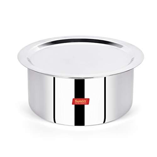 Sumeet Cook Smart Stainless Steel TriPly Steel-Aluminium-Steel - 3 Layers Tope with Lid - 1.1 Liter - 14Cm