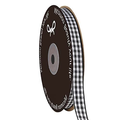 Micomon Buffalo Check Ribbon Black and White Gingham Ribbon 25 Yards for Crafts 38 Inch 100 Polyester