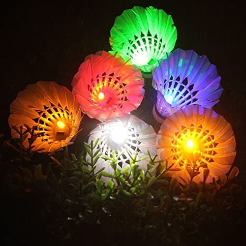 Inngree LED Shuttlecock Badminton 6 Pack 6 Color Shuttlecock Dark Night Goose Feather Glow Birdies Lighting for Outdoor Indoor Sport Activities