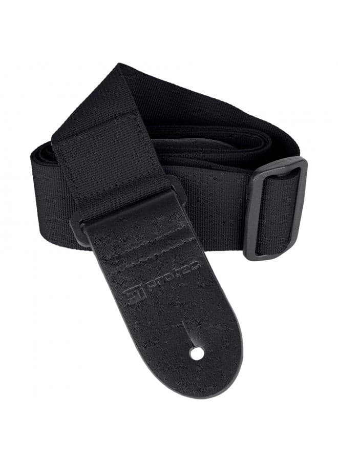 Protec Guitar Strap with Leather Ends and Pick Pocket, Black