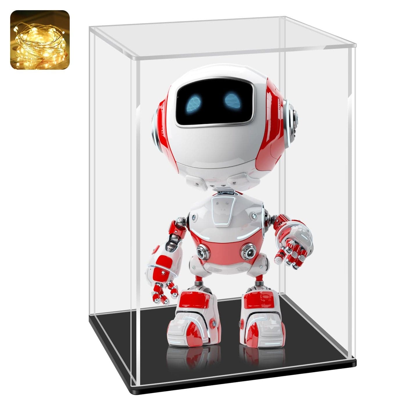 LANSCOERY Acrylic Display Case Assemble Small Showcase Display Box for Collectibles with Dustproof Seamless Display Design 47x47x7inch Black Base