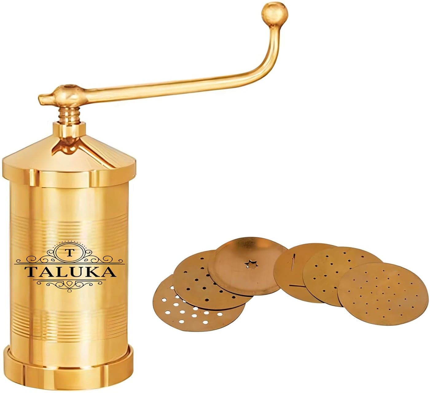 Taluka Pure Brass Sev Sewaiya Gathiya Sancha Maker with Removable Botton Lid Murukulu Janthikulu Press Machine