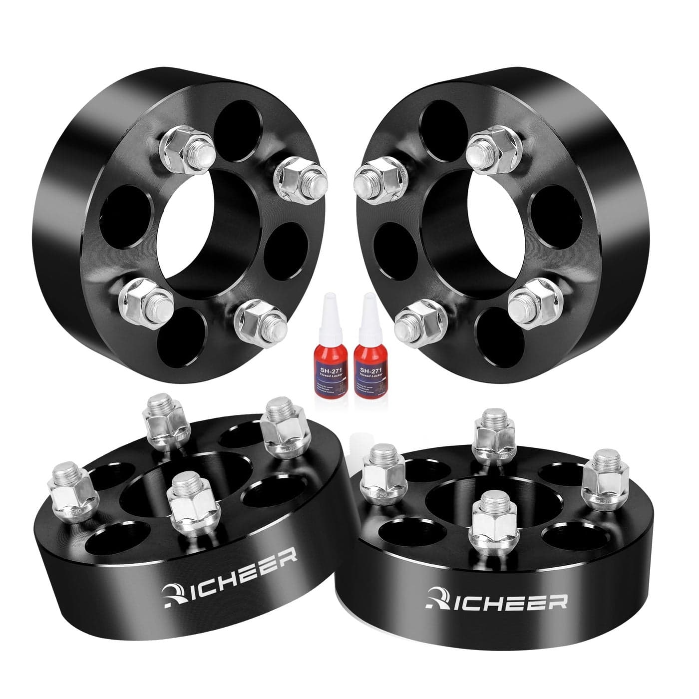 Richeer 4x4 Wheel Spacers for EZ GO EZGO Club Car Golf Carts and ATV Vehicles 4 PCS 15 inch 4x1016mm Wheel Spacers with 12 x20 Studs 62mm Center Bore