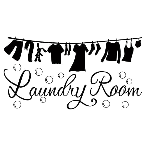 SUPERDANT Laundry Room Wall Sticker Vinyl Clothes Icon Lettering Wall Decor Art Decal for Home Washing Machine Dryer Laundry Room Decoration Black 23.2x12.2in