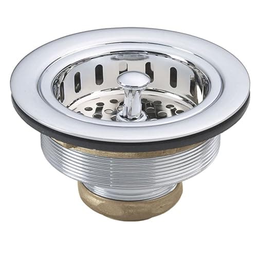 Westbrass D214-26 3-1/2" Post Style Large Kitchen Sink Basket Strainer, Polished Chrome