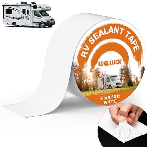 WELLUCK RV Roof Tape Sealant Roofing Tape, 4 Inch X 50 Foot Natural White RV Tape for Roof Repair Camper Trailer Boat Sealing Leak Repair, UV & Waterproof