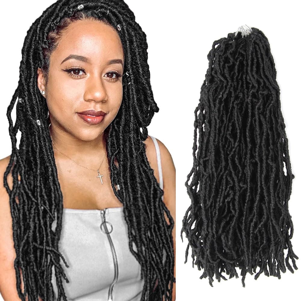 Niseyo Faux Locs Crochet Hair 18 Inch Soft locs 6 Packs Short Crochet Locs Pre Looped Crotchet Straight Synthetic Hair Extensions 1B Natural Black