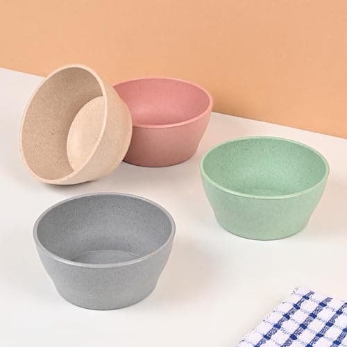 Eha Earth Friendly Elara Curry Bowls | 275 ml | Microwave Safe Bowl Set (Reheat) | Snack Bowl Made with Rice Husk Biocomposite| for Hot & Cold Serving Bowl Set | Set of 4 | Multicolor