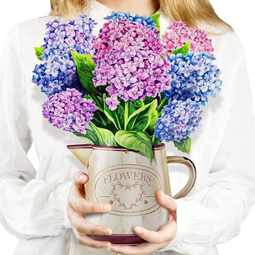 Airpark 3D Pop Up Paper Flowers Bouquet Card 12 with Note Envelope Birthday Gifts Get Well Thank You Greeting Cards for Women Mom Wife Friends Nantucket Hydrangeas