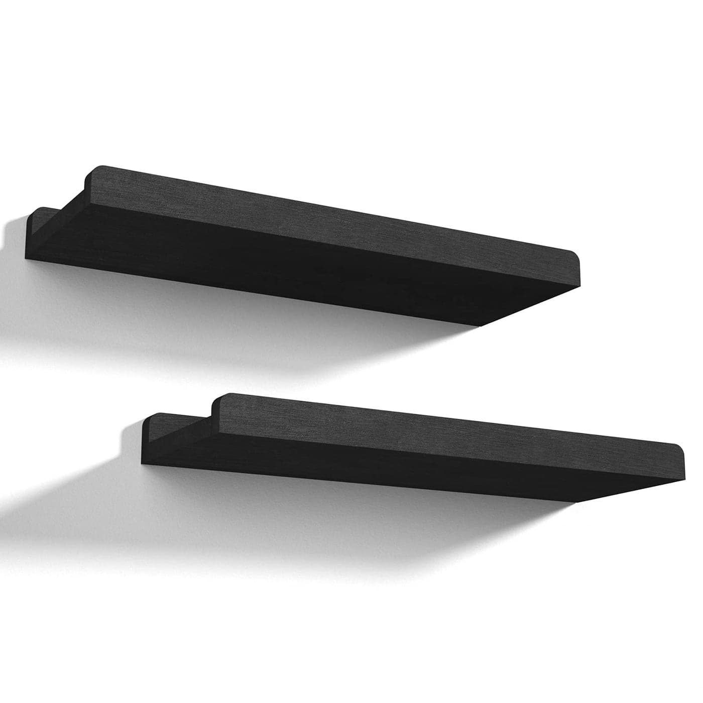LoveKANKEI Floating Shelves Wall Mounted Set of 2 17 Inch Rustic Wood Wall Shelves for for Storage Bedroom Living Room Bathroom Kitchen Office and More Black