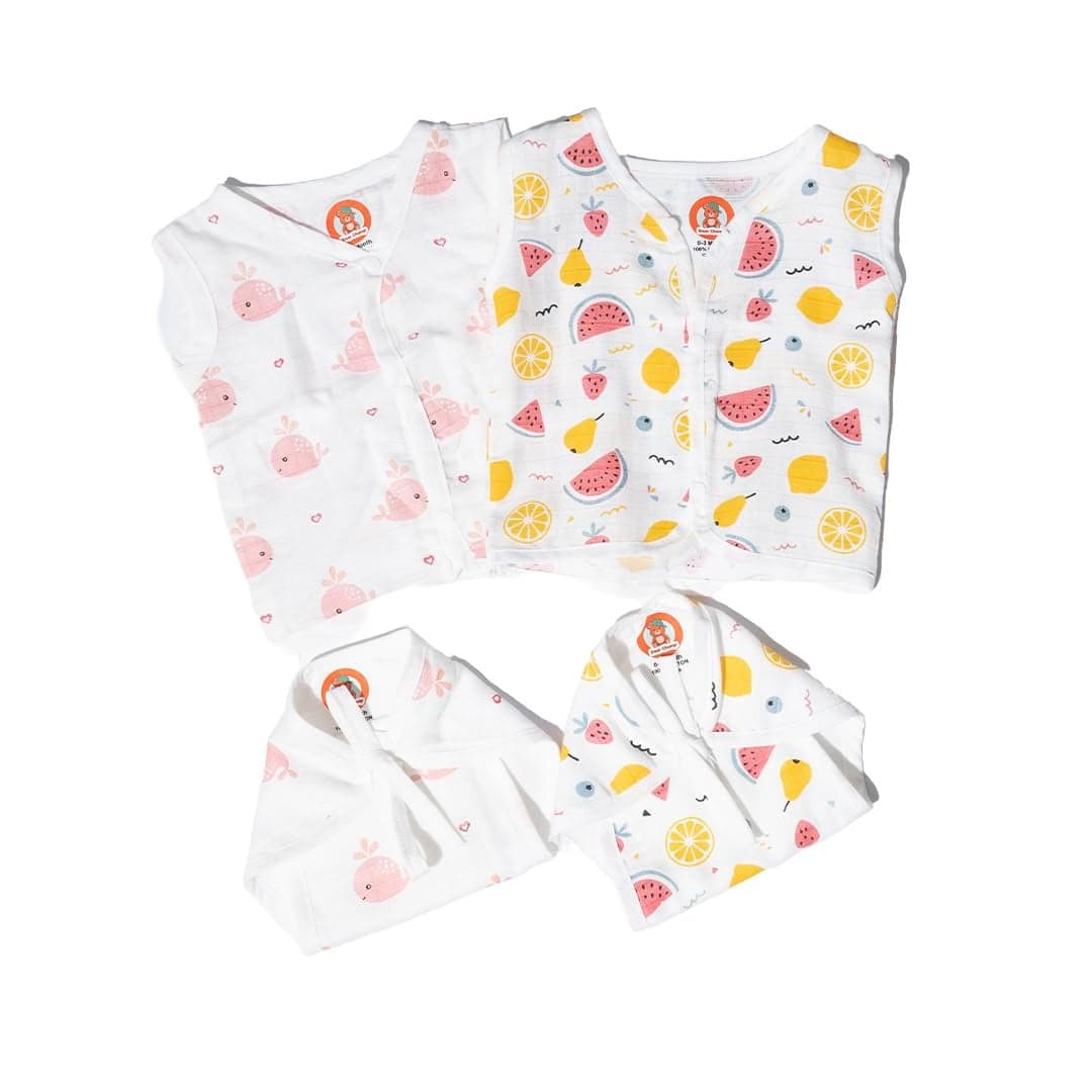 Dear Champ Unisex Newborn Baby Pure Organic Cotton Printed MuslinvestCloth and NappyLangoot pack of 2
