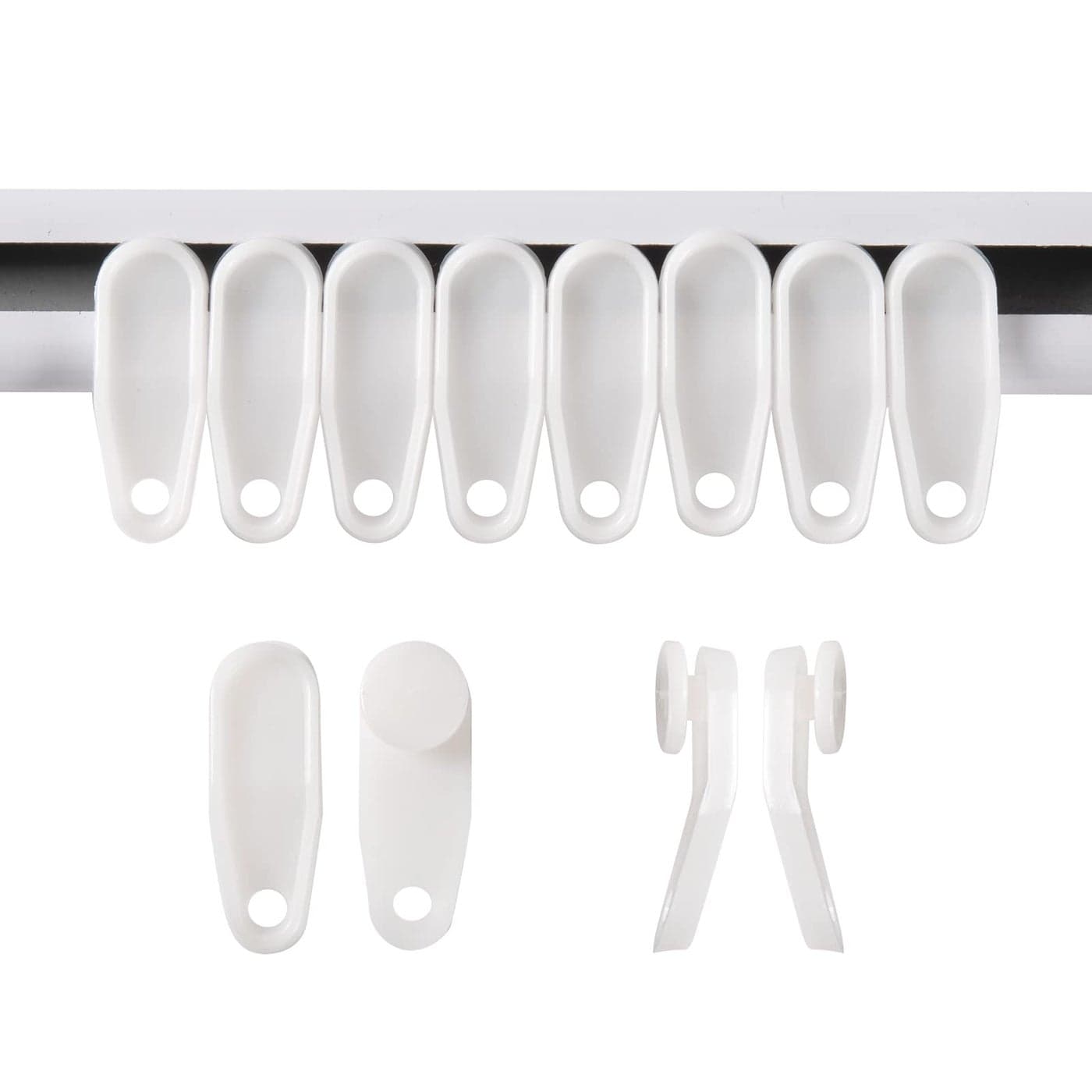 White Traverse Rod Slides Curtain Track Glider Hooks for Curtains50 Pack