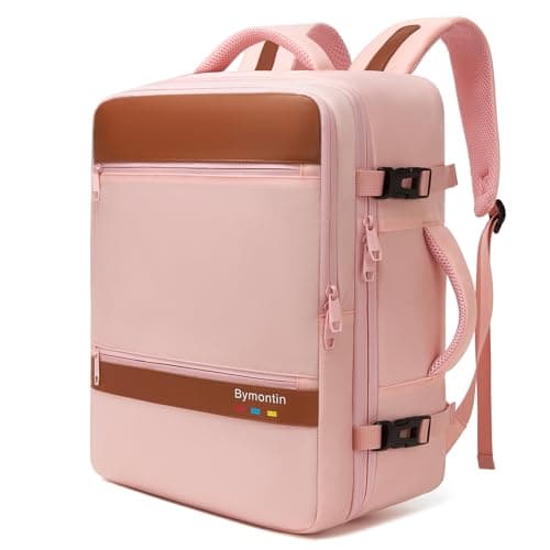 Bymontin Smart Suitcase-style Laptop Backpack, 25L / 35L Practical Travel Bag for Work, Leisure & Flight, Luggage-Style Commuter Pack (Pink, 25L)