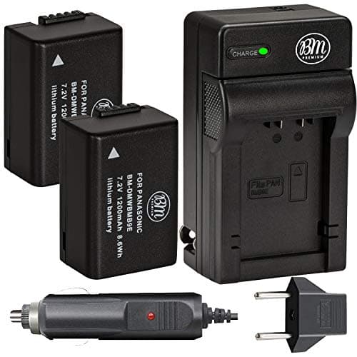 BM Premium 2 Pack of DMW-BMB9 Batteries and Battery Charger for Panasonic Lumix DC-FZ80, DC-FZ80D, DMC-FZ40K, DMC-FZ45K, DMC-FZ47K, DMC-FZ48K, DMC-FZ60, DMC-FZ70, DMC-FZ100, DMC-FZ150 Cameras