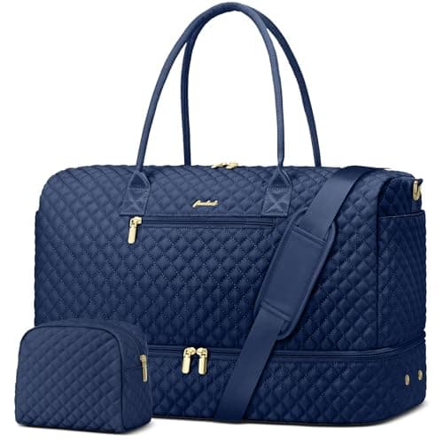 Travel Weekender Bags for Women - Carry on Overnight Bags with Shoe Compartment Duffle Bag with Laptop Pocket Hospital Bag for Labor Delivery Gym Tote Bag with Toiletry Bag Blue