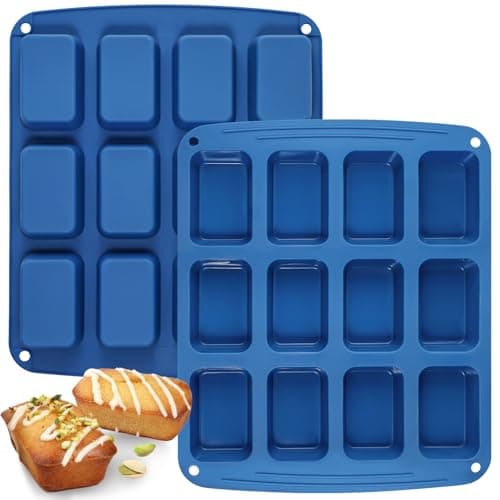 Webake Silicone Mini Loaf Pan Rectangular Bar Mold For Cornbread Soap Candy Bread Baking Butter Granola Snacks Blue