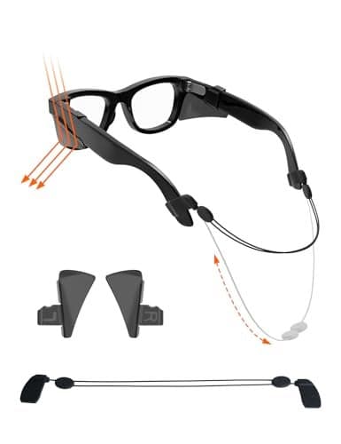 Smart Glasses Accessories Set for Ray-Ban Meta/Gen 2/Oakley Meta HSTN Accessories, 1 Pair Safety Glasses Side Shields & 1Pc Adjustable Eyeglass Strap Compatible with Rayban/Oakley Meta Sunglasses