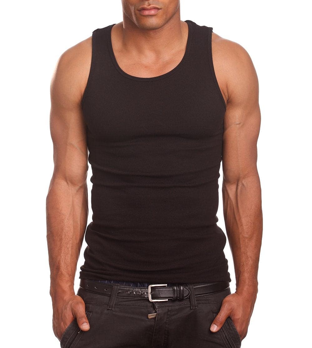 Mens A-Shirts 3 Pack Undershirt, 5XL, Black