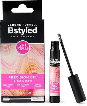 Jerome Russell BStyled Precision Gel Long Lasting Strong Hold Gel For Sculpting Brows And Taming Edges And Flyaway Hairs For Sleek Back Hairstyle With Hyaluronic Acid Vegan Hair Care 10ml