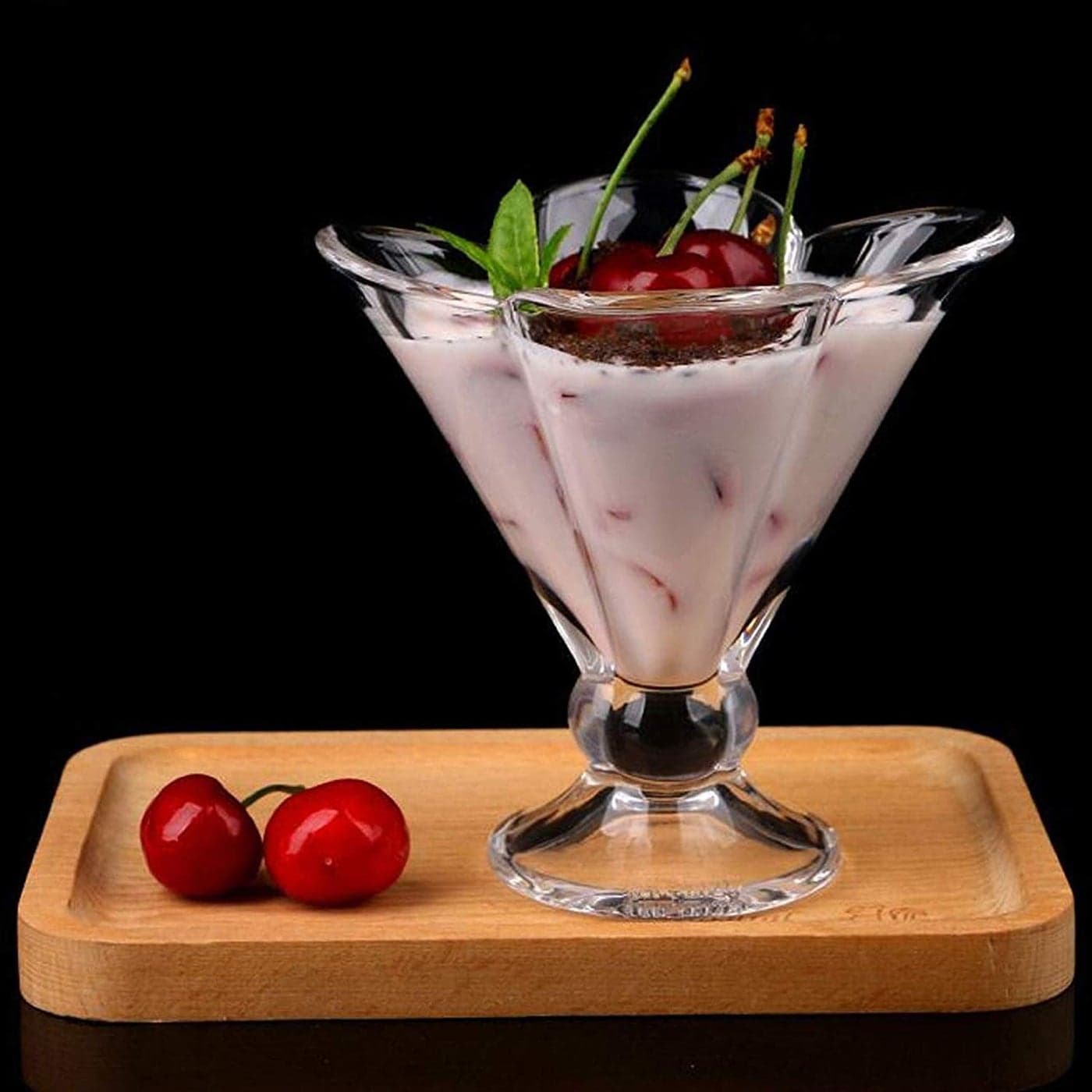 WQR 150 ml Flower Design Glass Dessert Bowls Ice Cream Cup Home Restaurants and Parties Set of 6 Q ICE Bowl 6