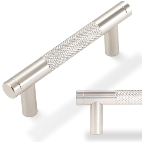 POVEFONK 10 Pack 3 inch76mm Brushed Satin Nickel Kitchen Cabinet Handles Knurled Cabinet Pulls Drawer Pulls Kitchen Hardware