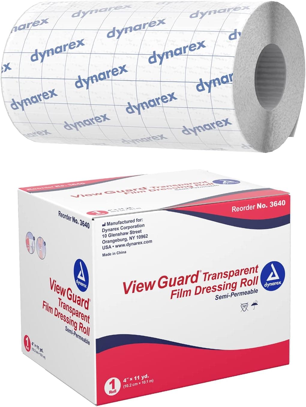 Dynarex View Guard Transparent Film Dressing Rolls 4 x 11 yds 1 Roll NonSterile Clear Medical Tape for Wound Dressing Tattoo Bandages and Wound Cover