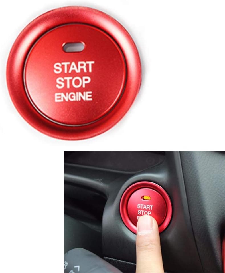 Duoles MAXDOOL 2pc Set Red Aluminum Keyless Engine Push Start Button & Decoration Ring for Mazda