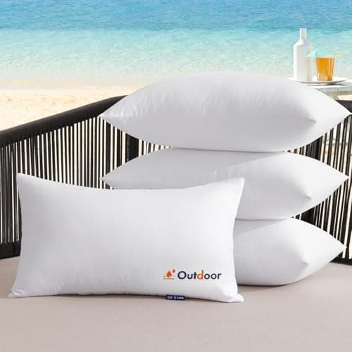MIULEE Outdoor Pillows Set of 4 12x20 Waterproof Throw Pillow Inserts Decorative Water Resistant Pillow Cushion for Patio and Garden