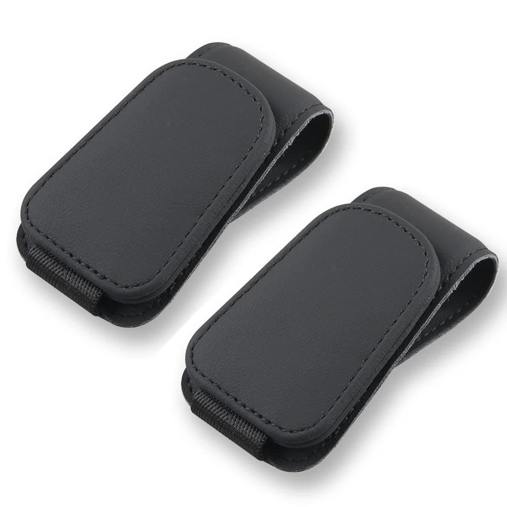 CMWWYFC 2Pcs Sunglass Holder for Car Magnetic Leather Eyeglass Hanger Clip for Car Sun Visor Sunglasses Holder and Ticket Card Clip for Car Visor Accessories