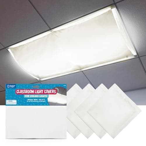 Educational Insights The Original Fluorescent Light Filters: Whisper White 4-Pack, Fluorescent Light Covers, Easy Install For Classrooms, Office, Hospitals & Home, Teacher Classroom Must Haves