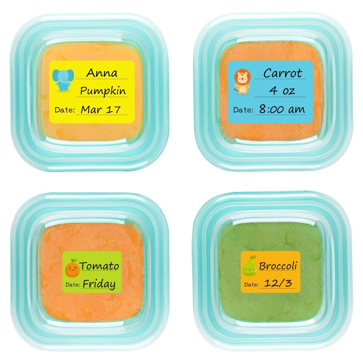 Baby Food Labels Removable WriteOn Daycare Date Labels for OXO Tot Baby Food Storage Containers Trays Jars Freezer Dishwasher Friendly for Infants Babies