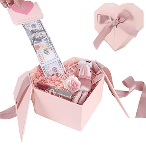 Money Box for Cash Gift Pull Pink Money Gift Box for Cash Gift IdeasLove Box with Money Pull Out KIT Automatic ONOff String Light Birthday Money Pull Box Surprise Money Box
