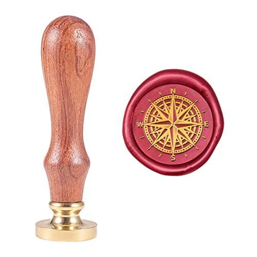 PH PandaHall Compass Wax Seal Stamp Vintage Retro Sealing Stamp for Embellishment of Envelopes Wedding Invitations Gift Packaging