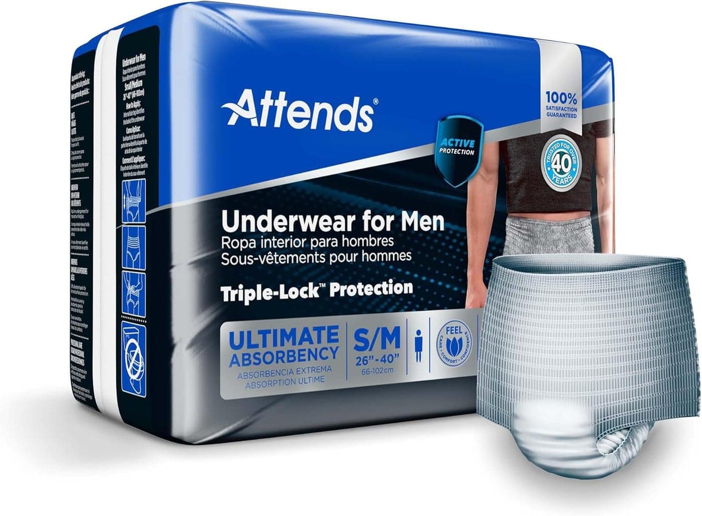 for Men Disposable Underwear Male Pull On with Tear Away Seams SmallMedium ADUM15 20 Ct