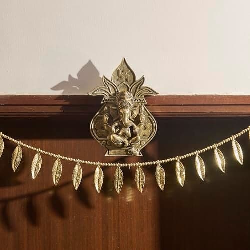 Esplanade Brass Ganesha Kalash Wall Hanging – Heavy Solid Brass Door and Home Décor, Mandir Pooja Decoration, Housewarming (Kalash with Ganesh)